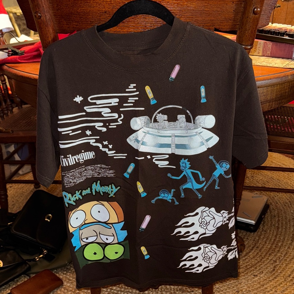 Civil Regime Rick and Morty Black Graphic T-Shirt